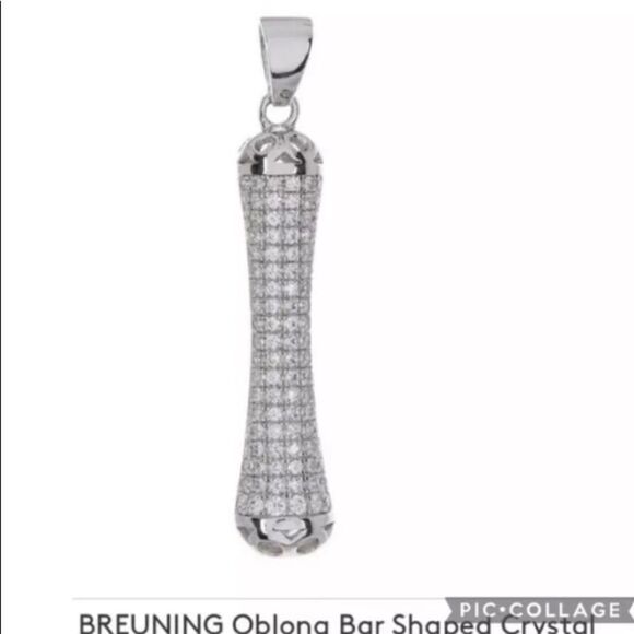 Breuning Nordstrom Crystal Oblong Pendant .925 Silver New - Picture 1 of 8